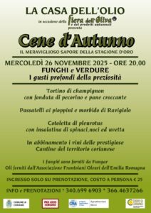 CENA MERCOLEDI 26 NOVEMBRE FIERA OLIVA PROLOCO CORIANO